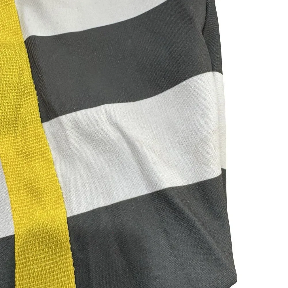 Ellen DeGeneres Tote Bag Canvas Cotton Yellow Gray White Striped